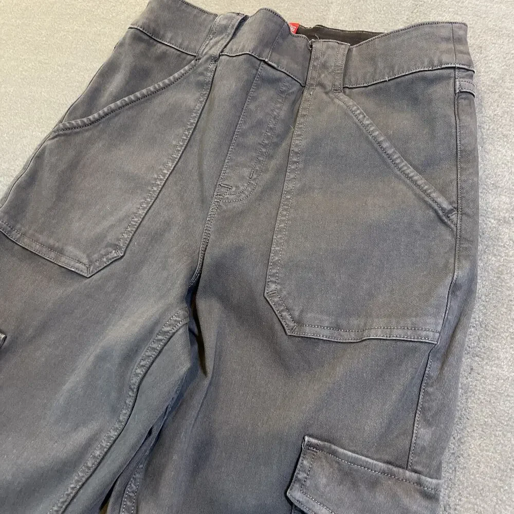 Spanx Womens Medium Black Stretch Twill Ankle Pull-On Cargo Pants Utility